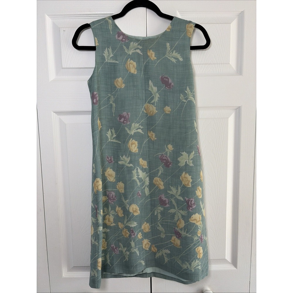 Telluride Floral Shift Dress Womens 6 Green Vintage Sleeveless 90s Y2K Romantic